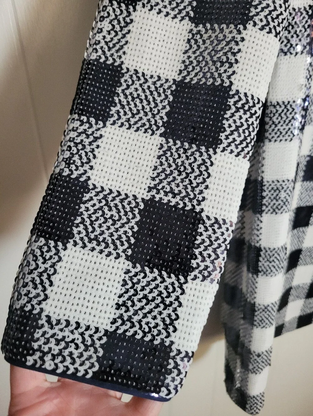 Vineyard Vines Buffalo Check Sequin Dress Blue & White Shift Formal Party Glam S
